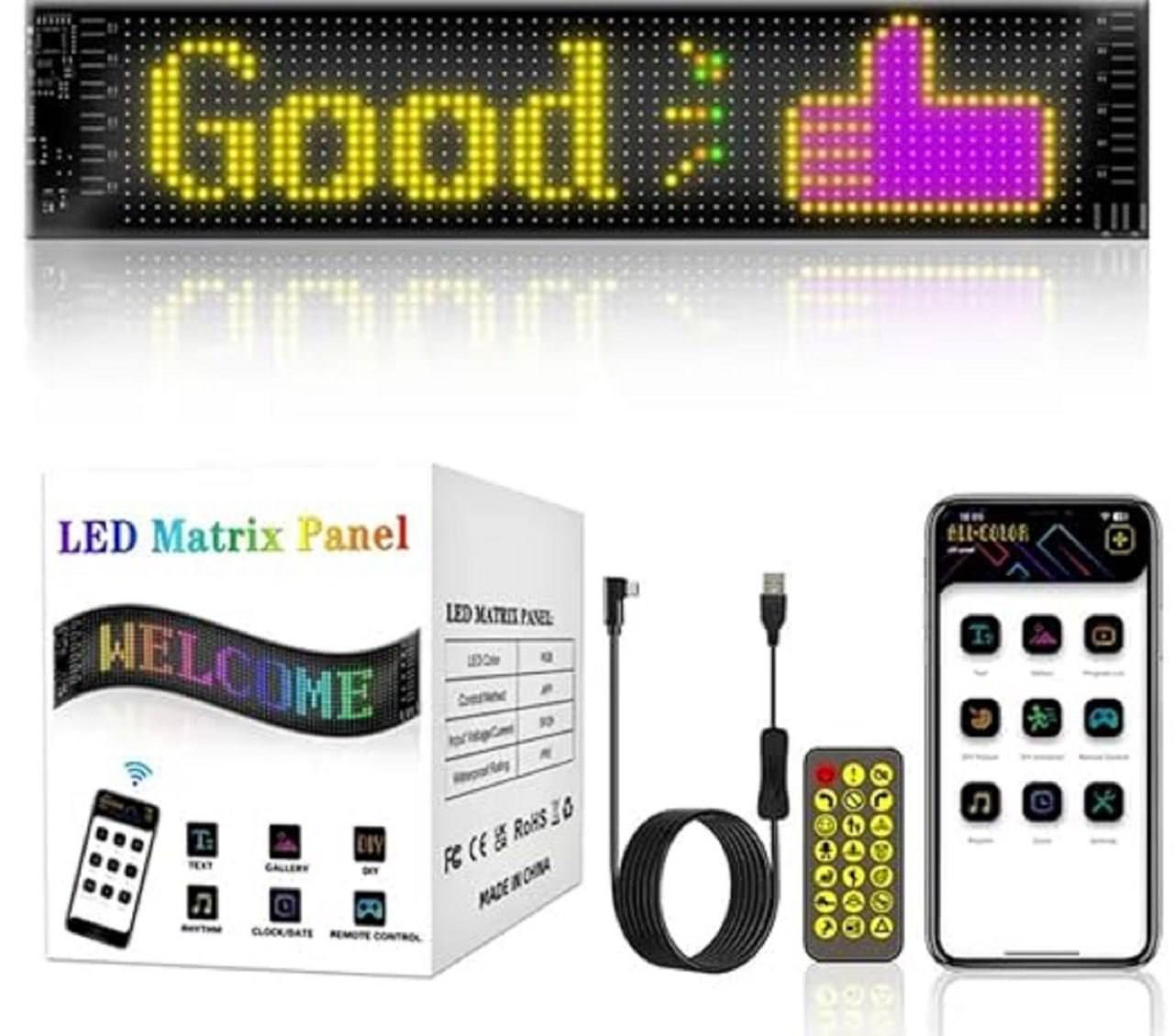 *Car Led Matrix Panel | DIY Customizable LED Matrix Panel Display Led Screen | Flexible IP65 Waterproof DIY Customizable LED Matrix Panel | DIY Programmable LED Display | Dynamic Advertising Led Board Panel | LED Sign Car Bluetooth App LED Matrix Pixel